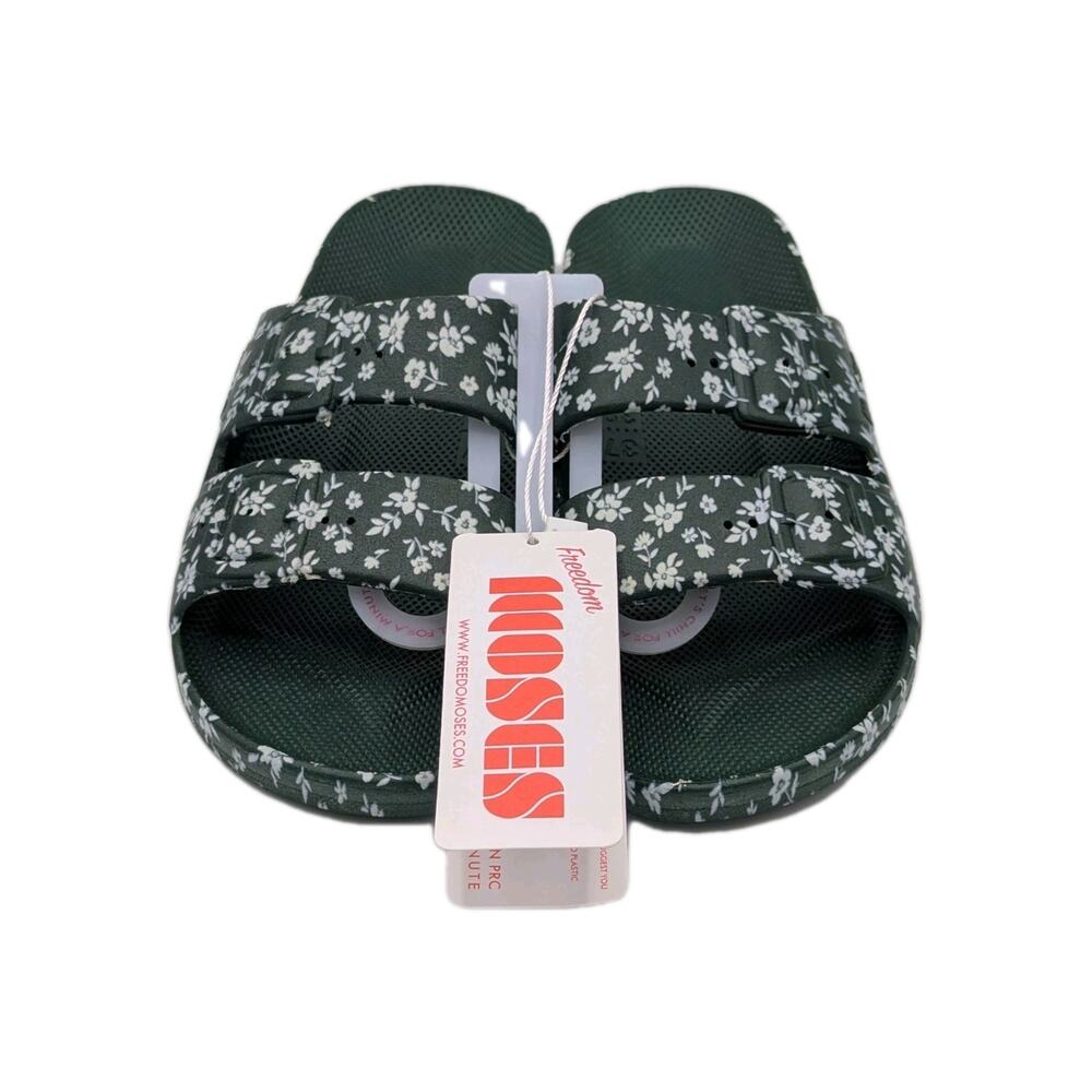 Freedom Moses Womens Size 7-8 Lily.Rose Amazonia Floral Buckled Slide Sandals